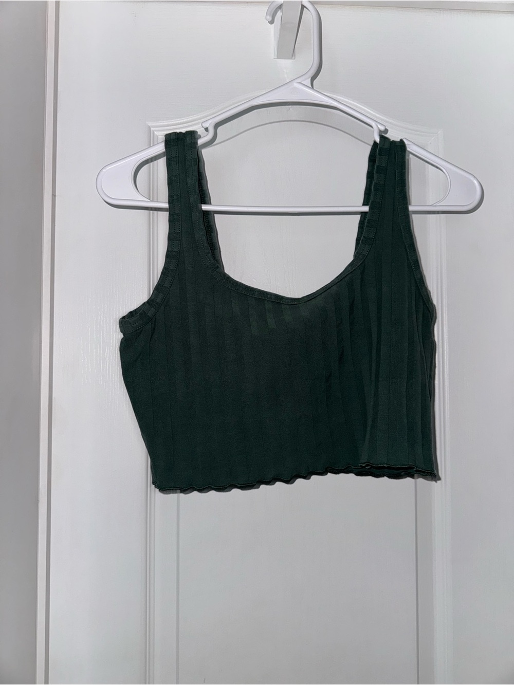 aerie Ribbed Scoop Crop Tank - Dark Green
